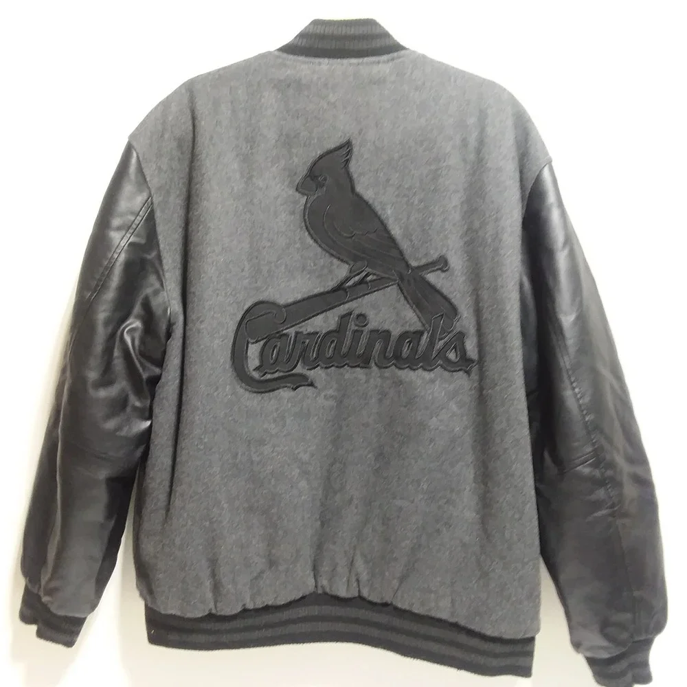 JH Design St Louis Cardinals Reversible Varsity Jacket MLB Wool Blend Leather XL